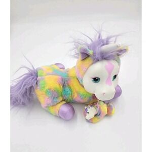 Unicorn Surprise Stuffed Animal Plush Rainbow Unicorn 1 Baby Secret Pocket 10.5"